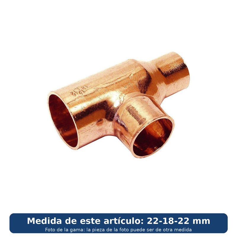 STH té reducida cobre hembra 5130R 22-18-22 mm (pack 3 uds.) (foto de la gama, medida 22-18-22 mm)