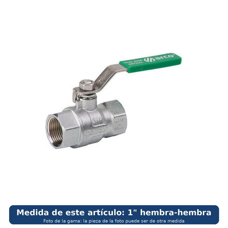 Arco válvula de bola Tajo 2000 H-H 1" palanca inox 00007AC (foto de la gama, medida 1" hembra-hembra)