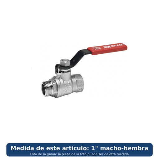Arco válvula esfera Turia-3000 macho-hembra 1" con palanca (foto de la gama, medida 1" macho-hembra)