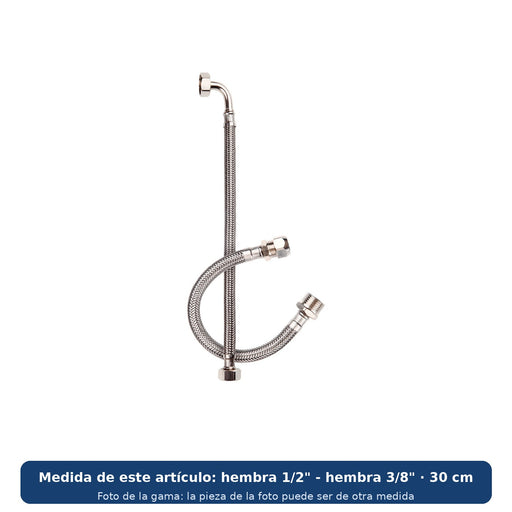 Flexitub CGS latiguillo inox H 1/2" - H 3/8" 30 cm (pack 5) (foto de la gama, medida hembra 1/2" - hembra 3/8" · 30 cm)