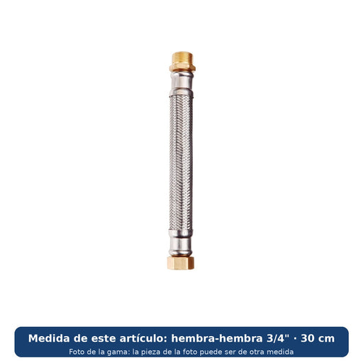 Pack 2 conexiones flexibles inox Flexitub H-H 3/4" 30 cm (foto de la gama, medida hembra-hembra 3/4" · 30 cm)