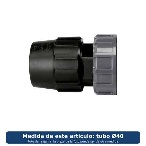 Jimten enlace tubo PE Ø40 para válvula esfera desmontable (2 uds) (foto de la gama, medida tubo Ø40)