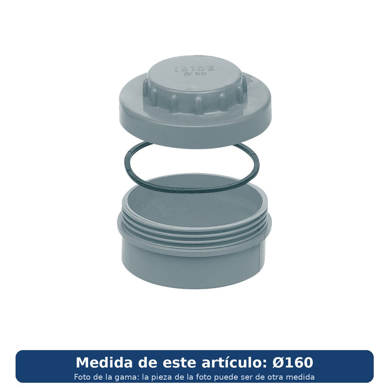 Ibide tapón de registro M Ø160 con junta tórica TRG-08 PVC (foto de la gama, medida Ø160)