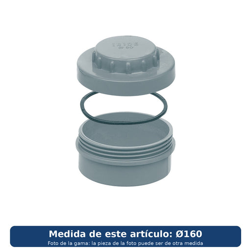 Ibide tapón de registro M Ø160 con junta tórica TRG-08 PVC (foto de la gama, medida Ø160)