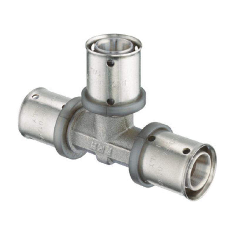 Accesorio de prensar PressALB (te de la gama) con casquillos de acero inoxidable