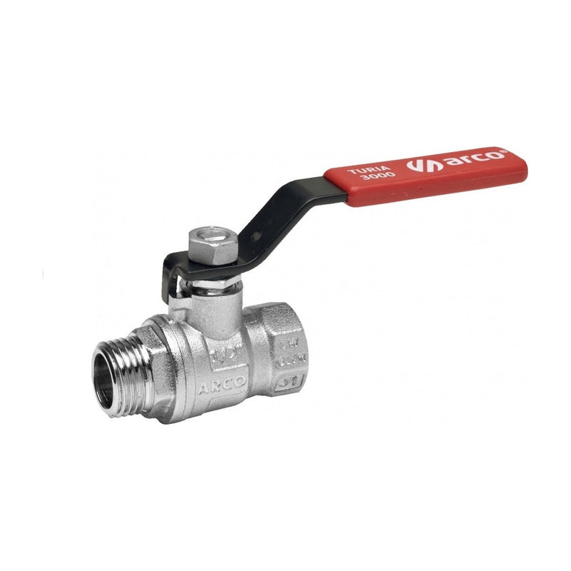 Válvula de esfera Arco Turia-3000 macho-hembra con palanca roja