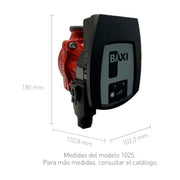 Medidas del circulador Baxi Quantum Mini 1025: 180 x 132,8 x 102,3 mm