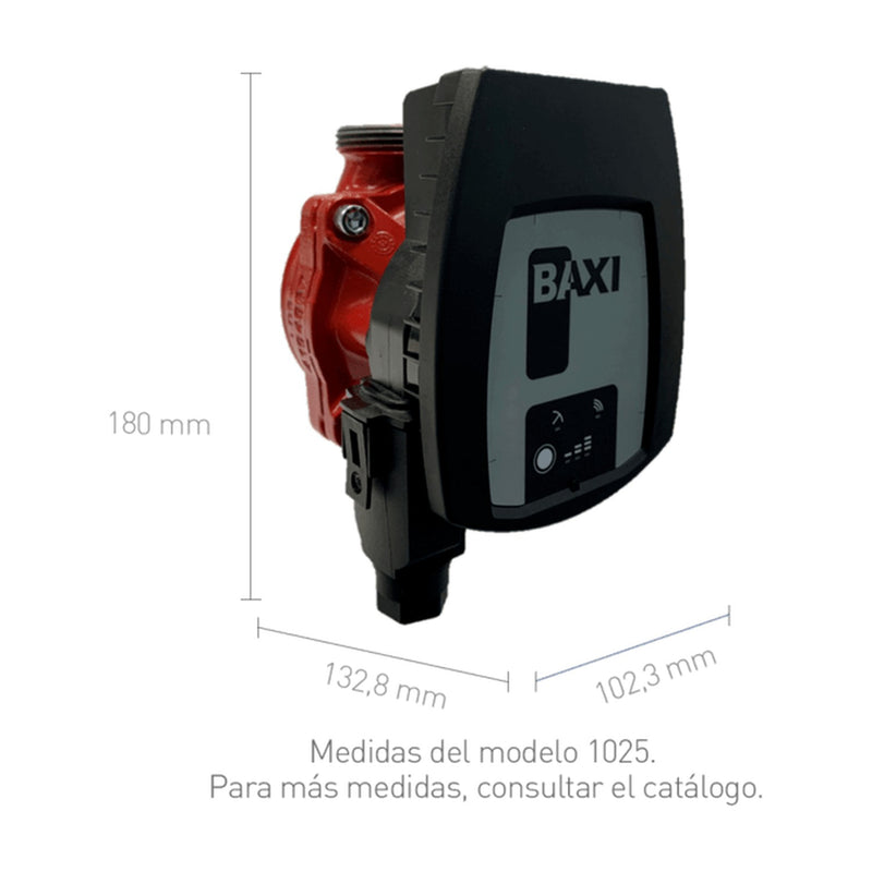 Medidas del circulador Baxi Quantum Mini 1025: 180 x 132,8 x 102,3 mm