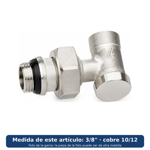 Detentor de escuadra Baxi para soldar, niquelado, con su enlace al radiador