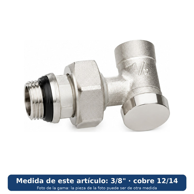 Detentor de escuadra Baxi para soldar, niquelado, con su enlace al radiador