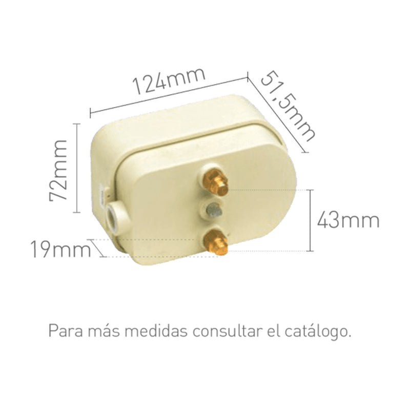 Medidas del servomotor Baxi VZ: 124 x 51,5 x 72 mm
