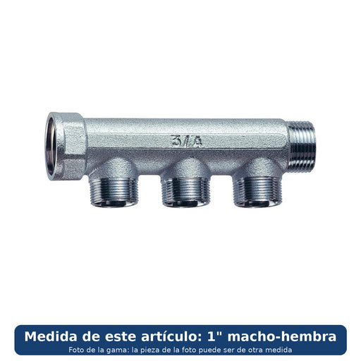 Colector componible FAR de 3 derivaciones, latón cromado