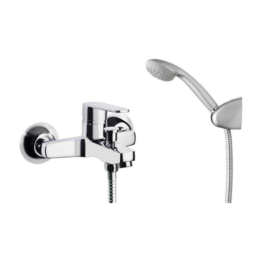 Grifo monomando de bañera Korman Neoval con ducha de mano, soporte y flexo