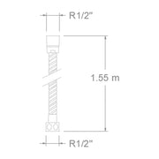 Dibujo del flexo 1128C de 1,55 m con roscas de 1/2 pulgada