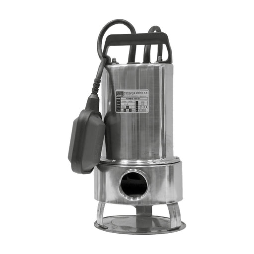 Bomba sumergible Hasa Turbo 100 D de acero inoxidable con flotador y placa de características