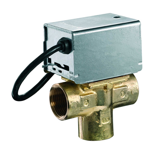 Válvula de zona de 3 vías Honeywell V4044C con cuerpo de latón y actuador metálico con cable