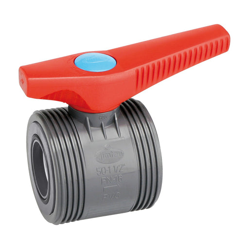 Cuerpo central de válvula de esfera desmontable Jimten de PVC 50-1 1/2" PN16 con maneta roja