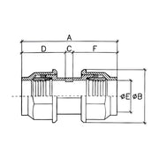 Dibujo técnico del enlace recto Jimten J-63 con cotas