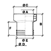 Dibujo técnico del manguito de inodoro Jimten S-218 (ref. 021090) con sus cotas