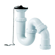 Sifón curvo extensible Jimten S-89 con válvula, tapón y cadenilla