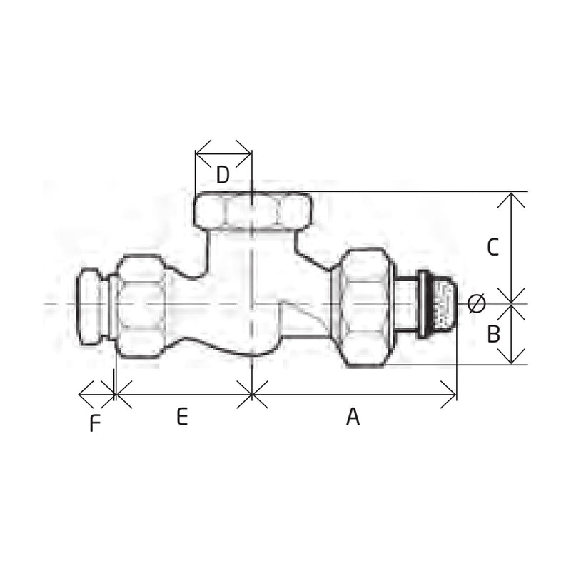 Dibujo acotado del detentor recto Baxi