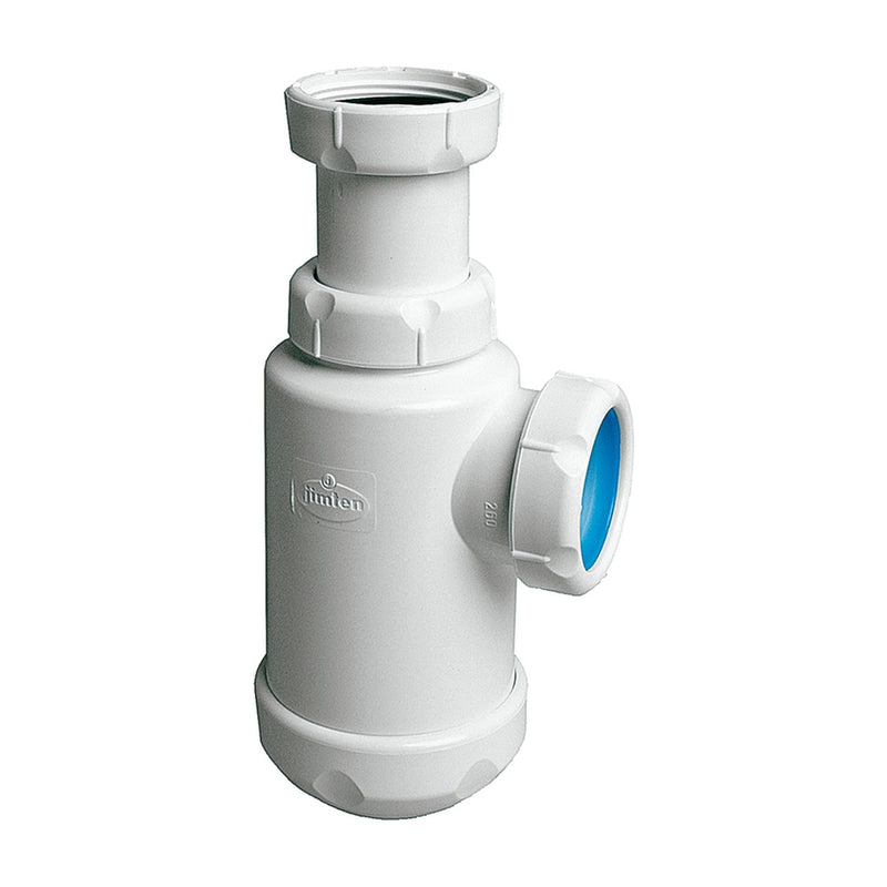 Sifón botella extensible Jimten S-65 de polipropileno blanco con salida horizontal
