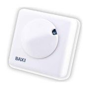 Termostato ambiente Baxi TM-1 con el logotipo Baxi, en ángulo