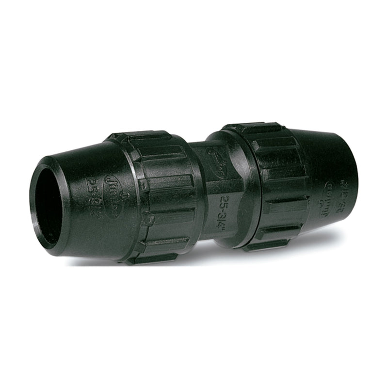 Enlace recto Jimten J-63 de 25 mm para tubo de polietileno, marcado 25-3/4"