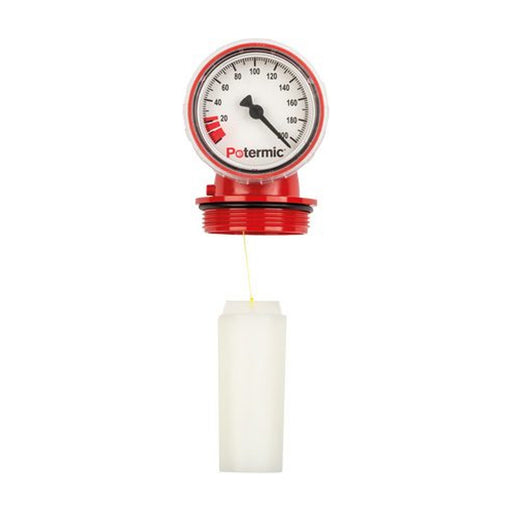 Indicador de nivel mecánico Potermic Boyatex GOK con esfera de 75 mm, cabezal rojo y boya