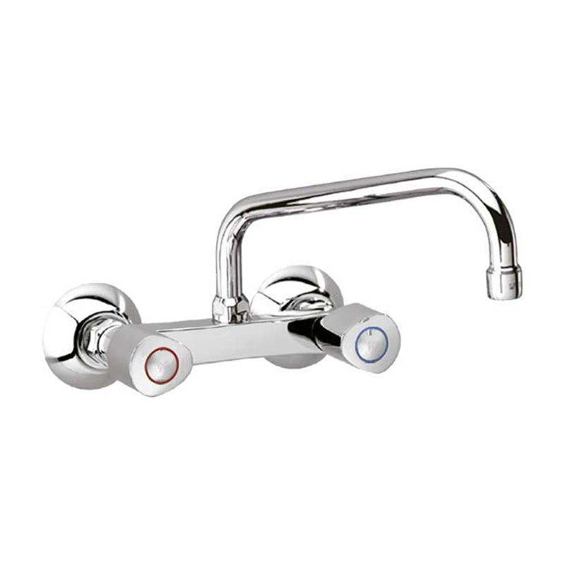 Grifo bimando de fregadero mural Ramón Soler Eco 7009CAI30E4 con caño alto