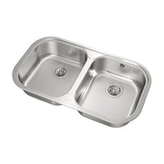 Fregadero inox Teka Stylo 2C en perspectiva con las dos válvulas