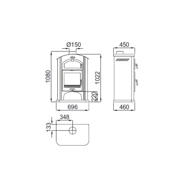 Medidas estufa de leña Blanes Bronpi