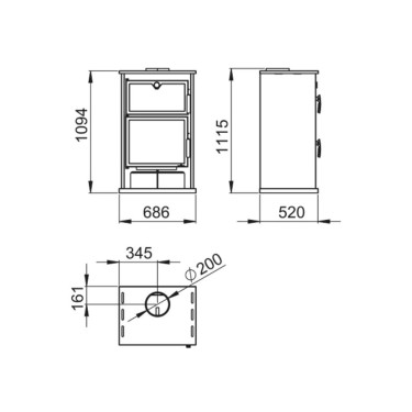 Medidas estufa de leña Suiza Bronpi