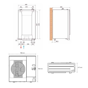 Medidas Unidad exterior aerotermia Platinum BC iPlus 8 MR