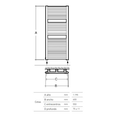 Medidas toallero CL 60 Blanco 1200