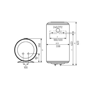 Medidas termo Baxi Serie 5 30L