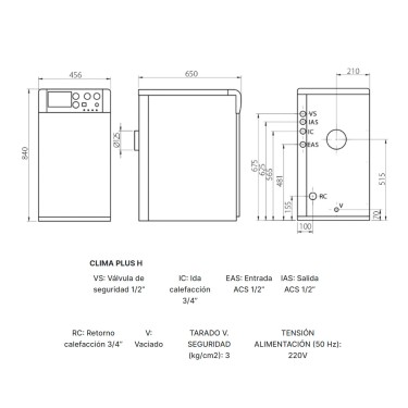 Medidas caldera Clima Plus H 25