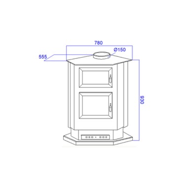 Medidas estufa de leña S990C