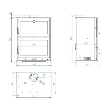 Medidas estufa leña CH-9