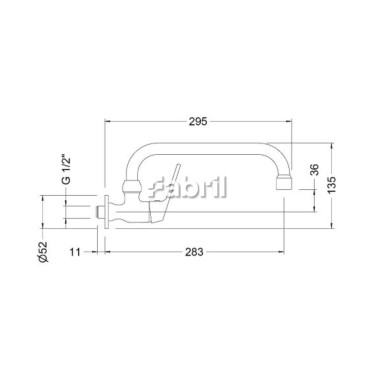 Medidas Grifo mural con tubo 24cm 1 agua cartucho 25