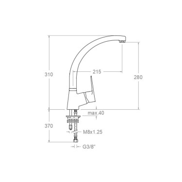 Medidas grifo cocina Titanium 180601