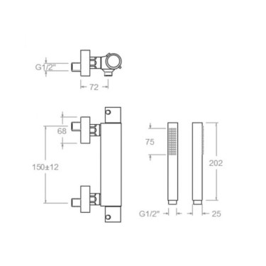 Medidas grifo ducha Arola 333402MK