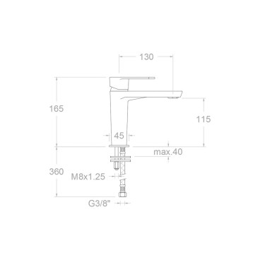 Medidas grifo lavabo Alexia 3604NM