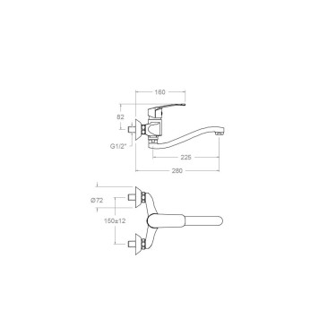 Medidas grifo cocina New Fly 570701CC