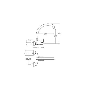 Medidas grifo cocina New Fly 571701CC