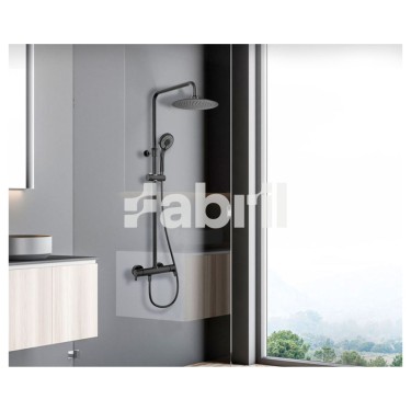 Blautherm Conjunto termostático cromado ducha con barra telescópica