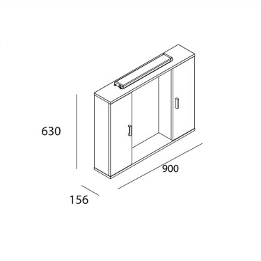 Medidas mueble con puertas y espejo