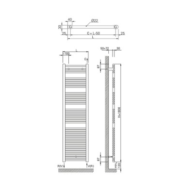 Medidas toallero Zeta T 1800/500