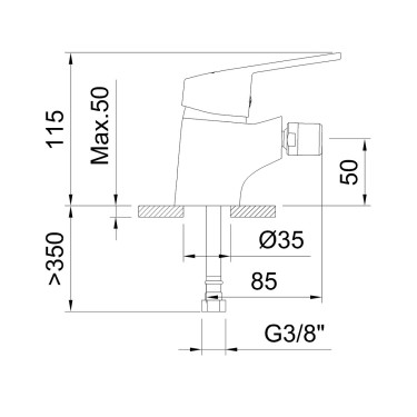 Medidas grifo bidé S12 Urban 98331