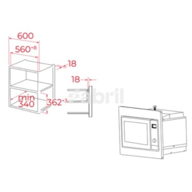 Medidas Microondas de integración + Grill MWE 225 FI